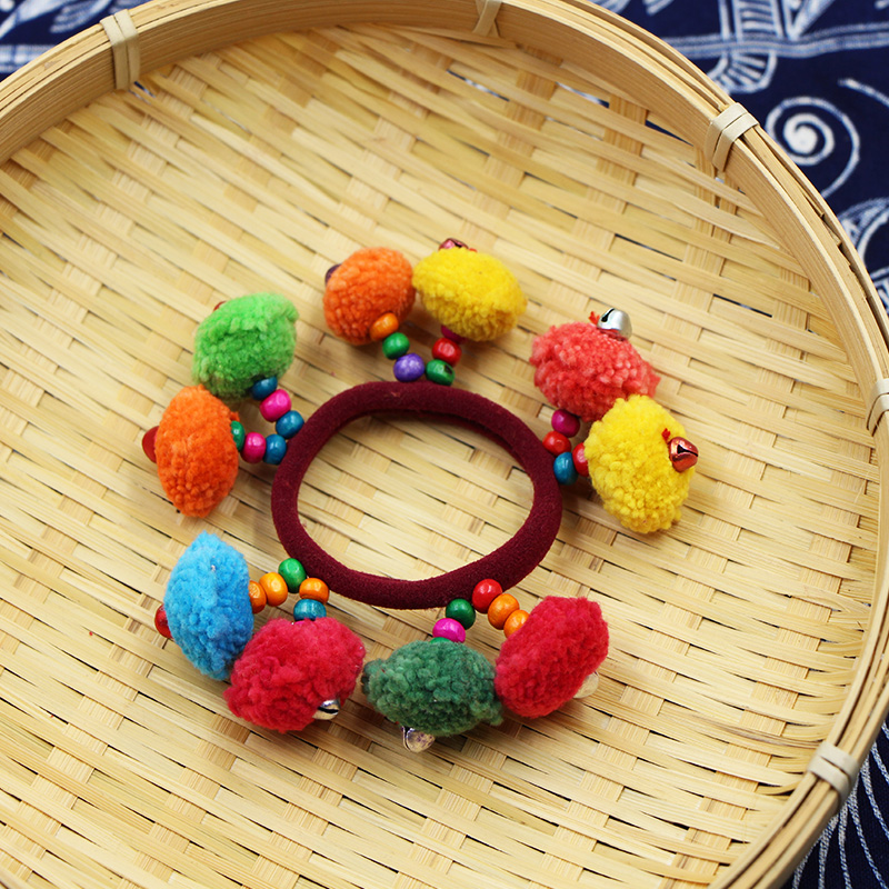 Ethnic style rubber band hair ring net red cute girl headdress sweet simple hair ball hair ring children's hair ring