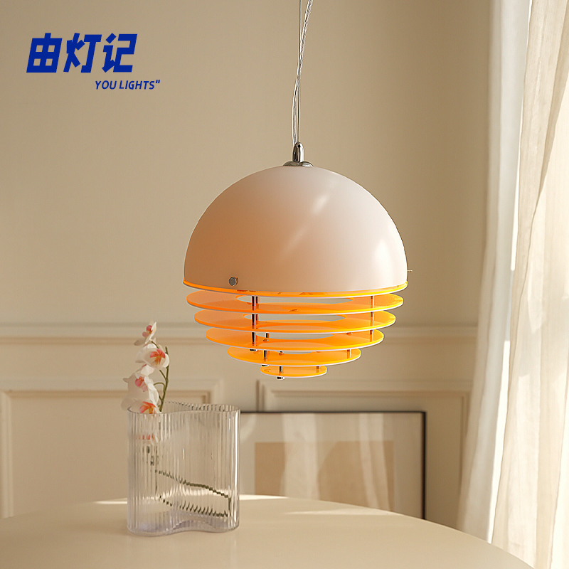 Yingji Sunset Orange Chandelier Restaurant Bauhaus French Medieval Internet Celebrity Cafe ins Bar Ambient Light