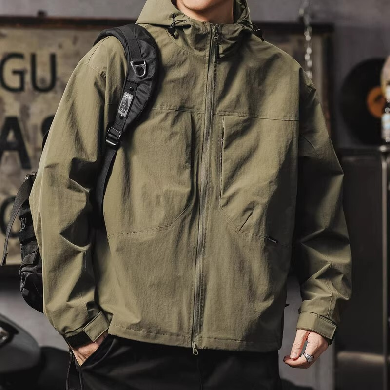 Workwear Functional Style Hiking Outdoor Sports Hooded Jacket Men's Autumn Windproof Trendy Jacket Coat