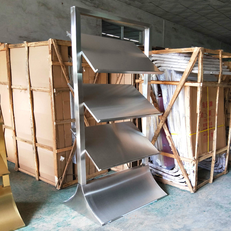 Stainless Steel Silver Color Information Shelf Real Estate Sample House Display Center Folding Page Shelf Family Type Photo Magazine Press Stand Upright Poster Shelf