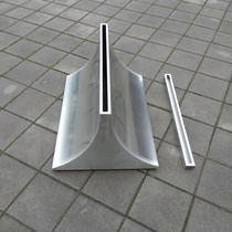 Stainless steel curved advertising drawing base Tempered glass vertical card display stand High-end hotel double-sided poster stand