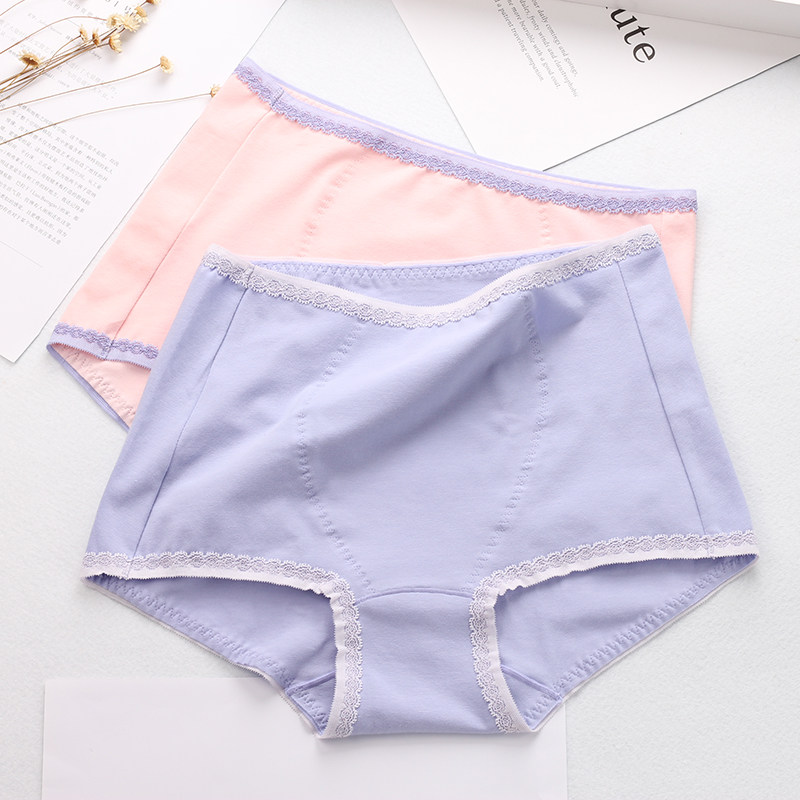 Comfortable cotton women's underwear lace edge high elastic soft warm palace high waist briefs simple breathable hip shorts