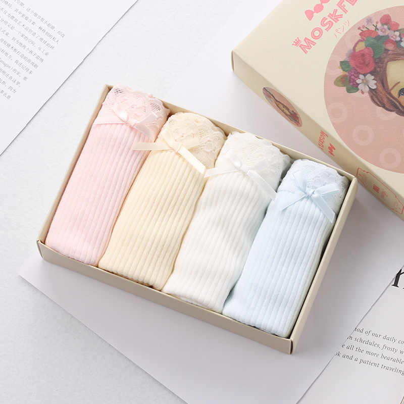 4 pairs of underwear women's cotton mid-waist lace skin-friendly Japanese cotton 100% basic triangle underwear girls shorts