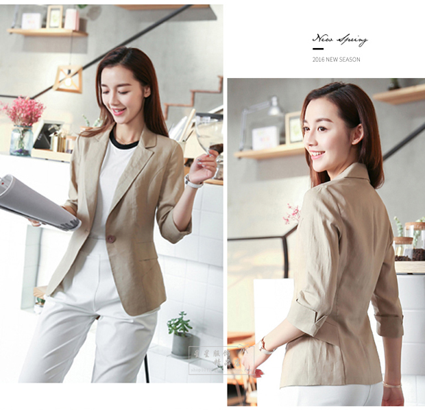 Áo khoác nữ nhỏ bằng vải lanh 2018 xuân hè hè mới Đoạn ngắn mới Slim mỏng phiên bản Hàn Quốc của áo sơ mi cotton và vải lanh tay áo 7 điểm áo khoác nữ đẹp