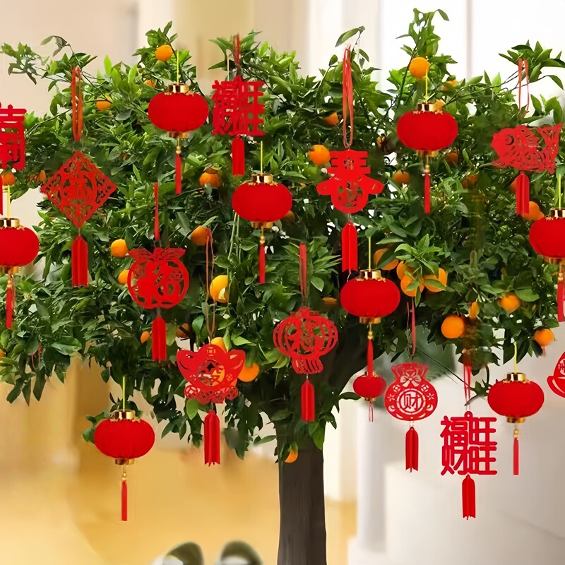 Moving to a New Home, Bonsai Decoration, Small Fortune Character Hanging Ornaments, Plants Hanging on the Tree, Small Red Lanterns, New Year's Day Decorations Moving to a New Home, Bonsai Decoration, Small Fortune Character Hanging Ornaments, Plants Hanging on the Tree, Small Red Lanterns, New Year's Day Decorations