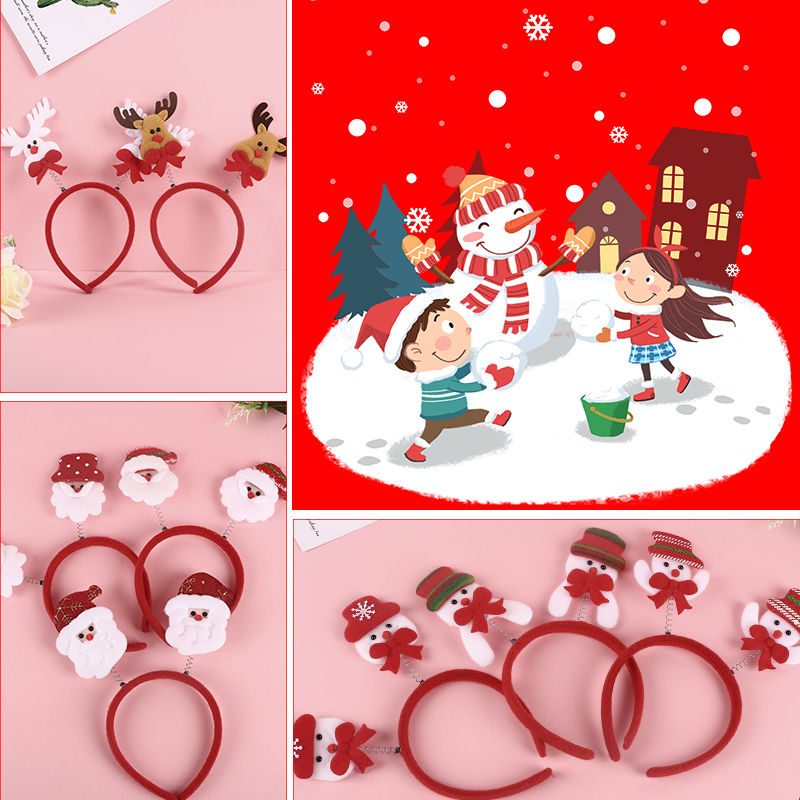 Christmas Hair Stirrup Sale Cute Hair Accessories Cartoon Deer Corner Ears Snowman Yell Christmas Old Hair Stirrup Festival Gala Decorations