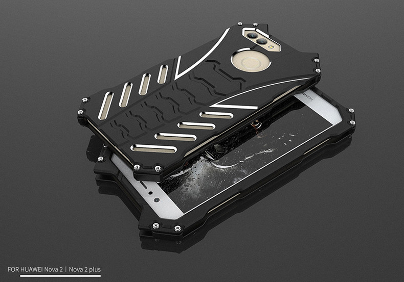 R-Just Batman Shockproof Aluminum Shell Metal Case with Custom Batarang Stent for Huawei nova 2 & Huawei nova 2 Plus