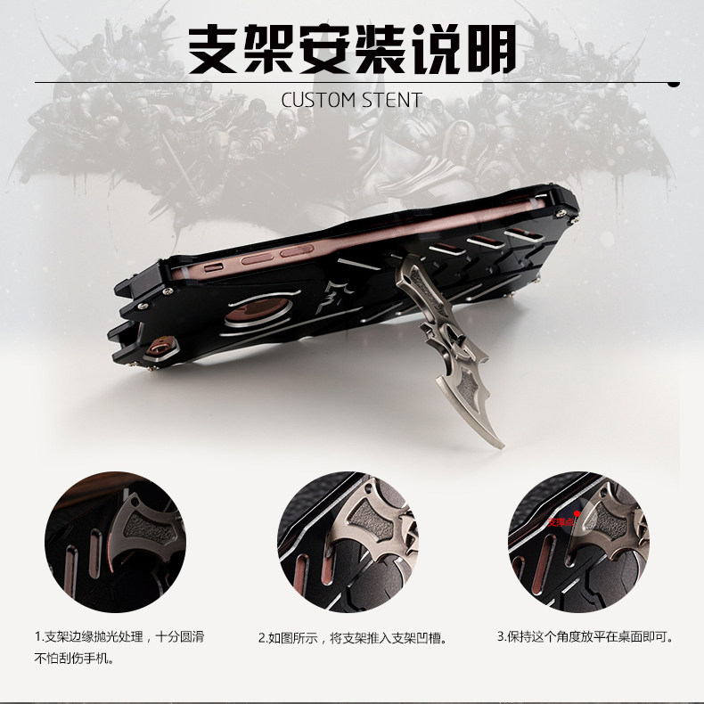 R-Just Batman Shockproof Aluminum Shell Metal Case with Custom Stent for Samsung Galaxy Note 5 N9200