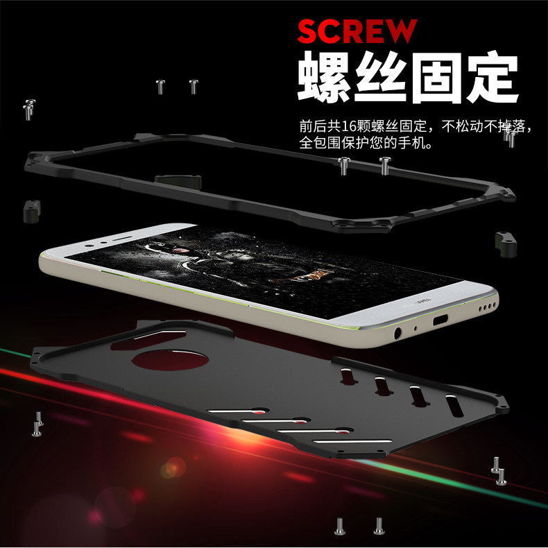 R-Just Batman Shockproof Aluminum Shell Metal Case with Custom Batarang Stent for Huawei nova 2 & Huawei nova 2 Plus