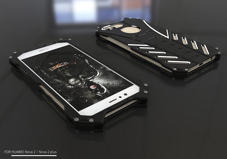 R-Just Batman Shockproof Aluminum Shell Metal Case with Custom Batarang Stent for Huawei nova 2 & Huawei nova 2 Plus