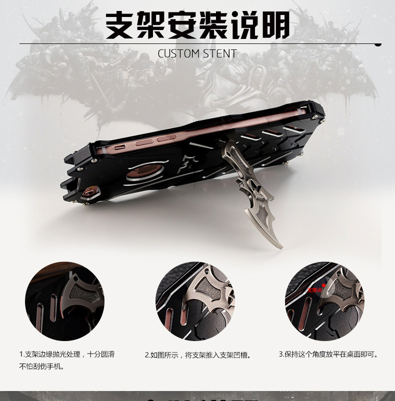 R-Just Batman Shockproof Aluminum Shell Metal Case with Custom Stent for Sony Xperia XA1