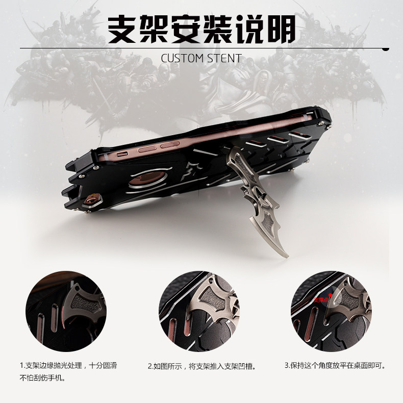 R-Just Batman Shockproof Aluminum Shell Metal Case with Custom Stent for LeEco Le Pro 3 & Le Max 2