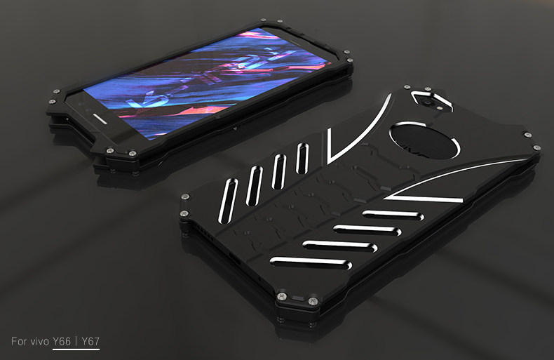 R-Just Batman Shockproof Aluminum Shell Metal Case with Custom Batarang Stent for vivo Y67 / vivo V5 / vivo Y66