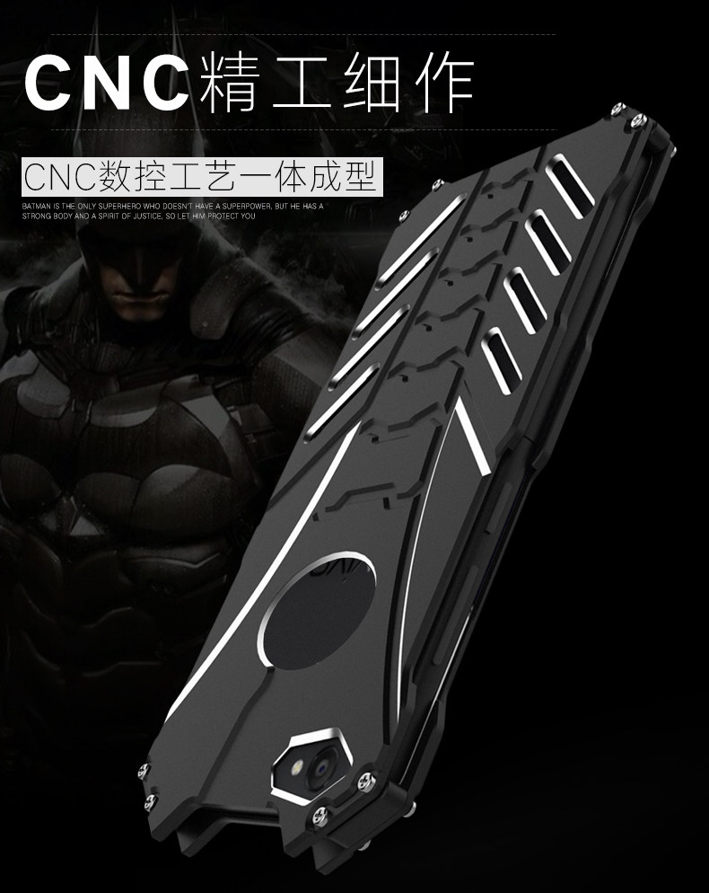 R-Just Batman Shockproof Aluminum Shell Metal Case with Custom Batarang Stent for vivo Y67 / vivo V5 / vivo Y66