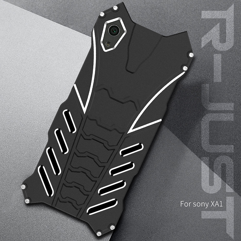 R-Just Batman Shockproof Aluminum Shell Metal Case with Custom Stent for Sony Xperia XA1