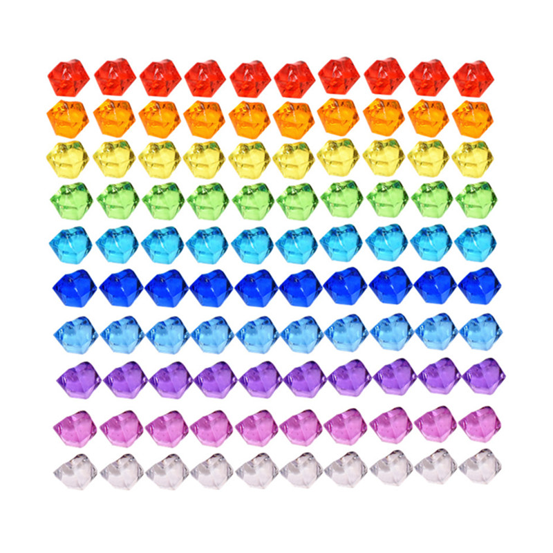 Plastic acrylic imitation crystal transparent ice cube irregular colorful gemstone diamond board game chip children's treasure