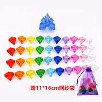 Young Boy Children Birth Treasure Wood Case Acrylic Imitation Crystal Seven Color Diamonds Children Precious Stones Toy Treasure Chest