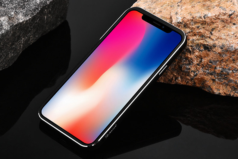 iMatch Luxury Aluminum Metal Bumper Carbon Fiber Back Cover Case for Apple iPhone X