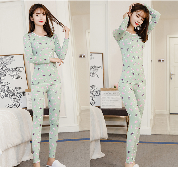 Qiuyi Qiuku và nhung đồ lót nhiệt nữ cotton ren Slim cơ thể điêu khắc cơ thể cơ thể đáy đặt phần mỏng mùa đông