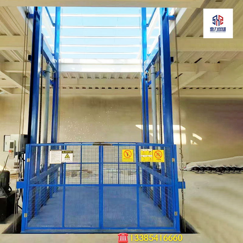 Electric lift chain debris hydraulic cargo elevator guide rail lift industrial well elevator warehouse on the cargo platform