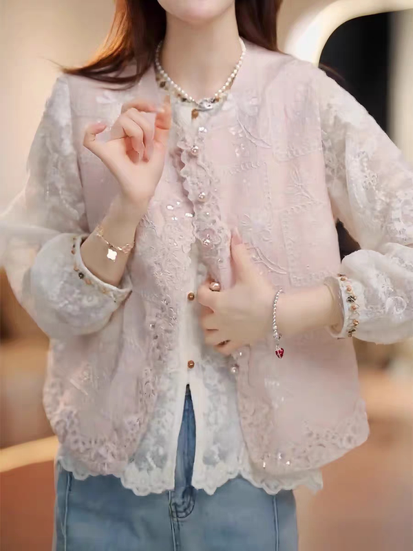 New Chinese-Style National Embroidery Vest Lace-Trimmed Shirt Set for Women 2025 Super Popular Spring and Autumn Outfit Complete Set