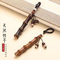 Festival high rise bamboo bamboo safety keychain handmade car key pendant decoration Men and women couples creative gifts