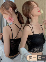 Wrapped chest womens summer thin student sling underwear anti-light vest Net red lace bra top