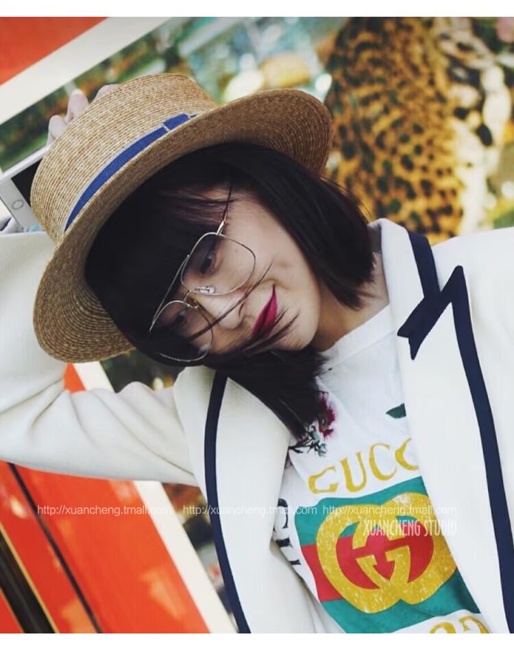 Kính gọng kính nữ phiên bản Hàn Quốc của mạng thủy triều đỏ retro phong cách Harajuku đồng bằng ulzzang mặt lớn gương phẳng cận thị gọng kính