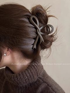Matte texture! bow tie clip! temperament versatile hair clip streamer design shark clip headwear high-end