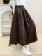 Retro Literary Long Elastic Waist Cotton Polka Dot Jacquard Skirt High Waist Versatile Loose Slimming A-Line Long Skirt