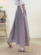 Loose Casual Slimming Look Pure Color A-Line Cotton and Linen Skirt Women's 2025 Summer New Style Foreign Style Age-Reducing Mid-Length Skirt