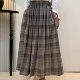 2026 Spring New Cotton and Linen Plaid Skirt for Women, Versatile Artistic Retro Long Skirt, Loose Casual A-Line Skirt