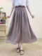 Loose Casual Slimming Look Pure Color A-Line Cotton and Linen Skirt Women's 2025 Summer New Style Foreign Style Age-Reducing Mid-Length Skirt