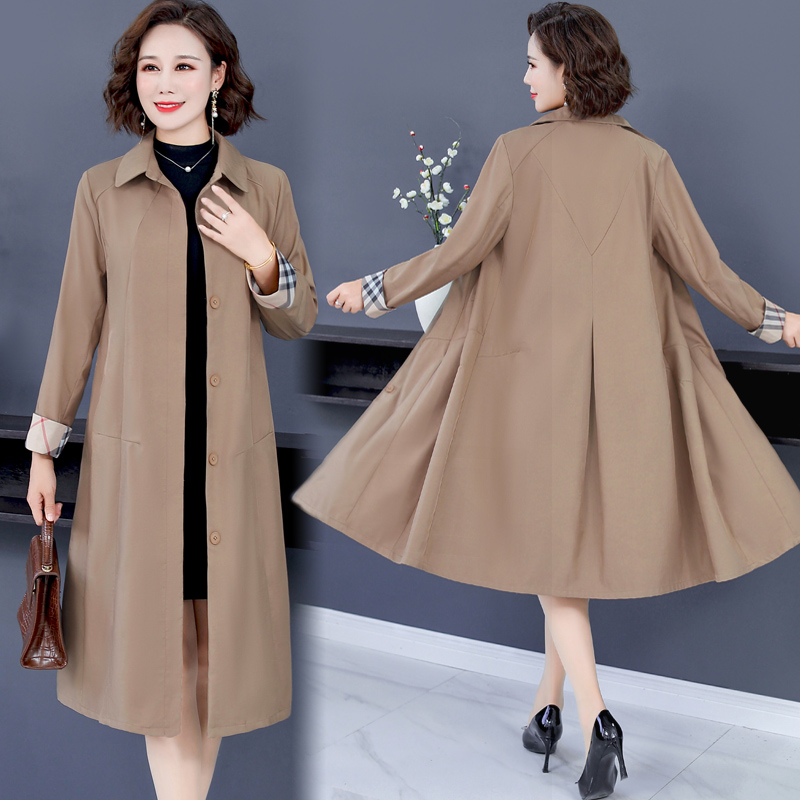 2022 new moms dress in the middle of a long version of the noble woman over the knee The old age wide Mrs. Yansends Spring and Autumn Clothing Jacket