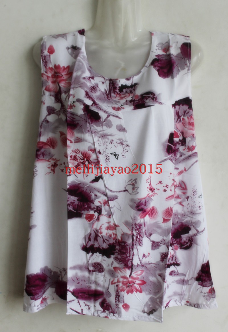 Áo vest nữ size lớn không tay rộng vai áo thun nữ trung niên áo mẹ không tay áo vest cotton mùa hè - Quần áo của mẹ áo kiểu u50