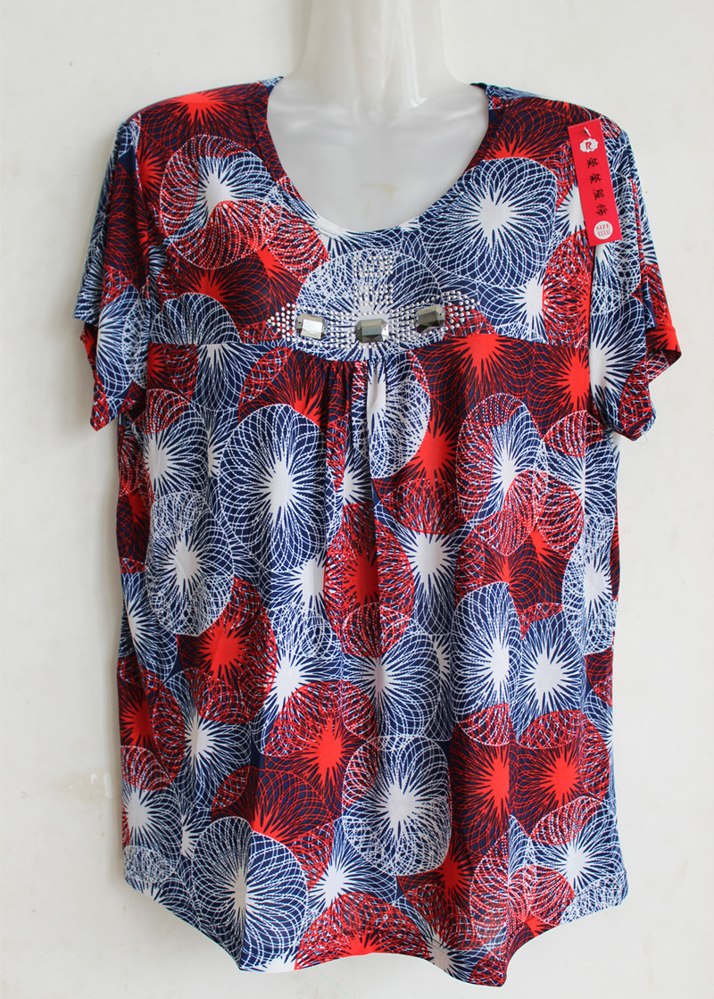 Ngắn tay vest phụ nữ trung niên nửa tay áo T-Shirt băng lụa lụa sữa áo cộng với phân bón XL mẹ nạp ladies váy cho người trung niên