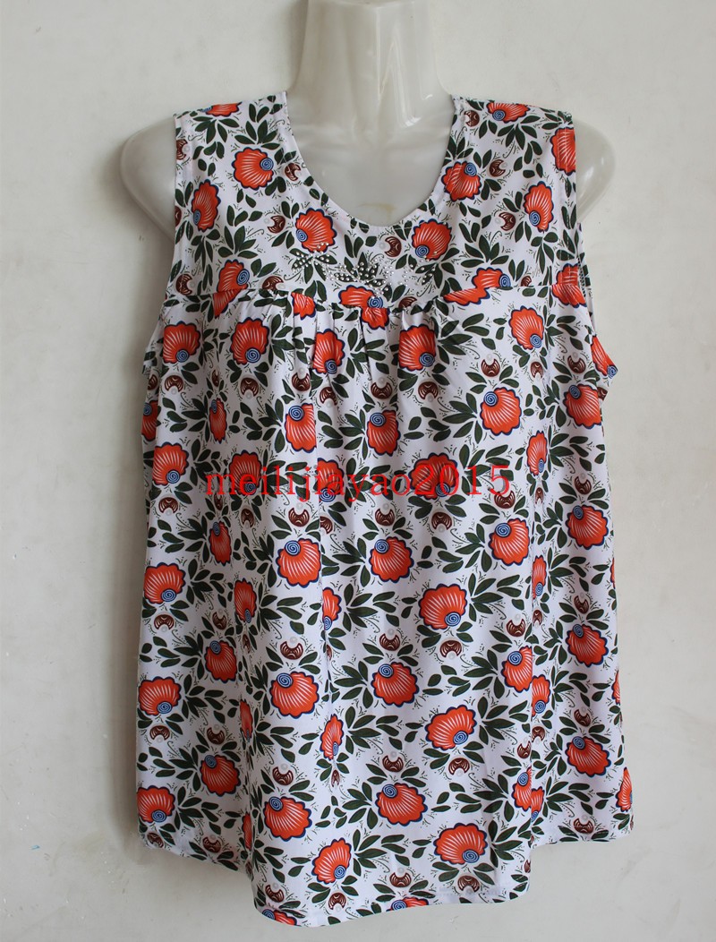 Kích thước lớn nữ T-Shirt trung niên nữ vest mùa hè mẹ nạp tay kích thước lớn T-Shirt lớn tuổi kích thước băng lụa áo sơ mi nhỏ áo sơ mi nữ trung niên