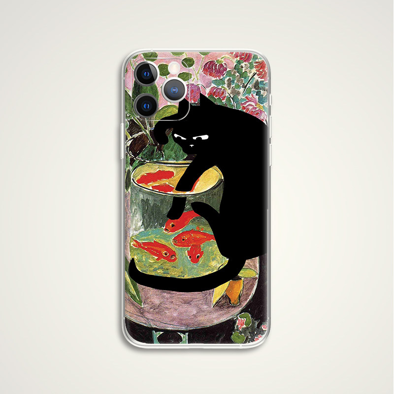 Henri Matisse Black Cat Goldfish Artwork Art Impressionist iPhone Case