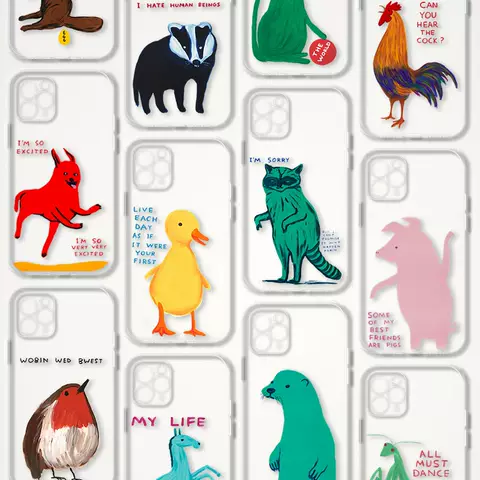 David Shrigley Red Dog I’m So Excited Cartoon Artistic Clear Girls Phone Case for iPhone 17, 16, 15, 14 and 13