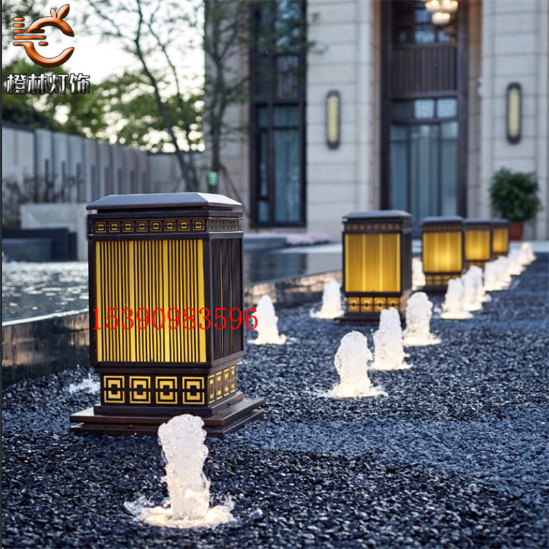 New Chinese Dwarf Column Lamp Sample House Display Center Column Headlights Demonstration Area View Lamp Villa Garden Wall Lamp Park Courtyard Lamp