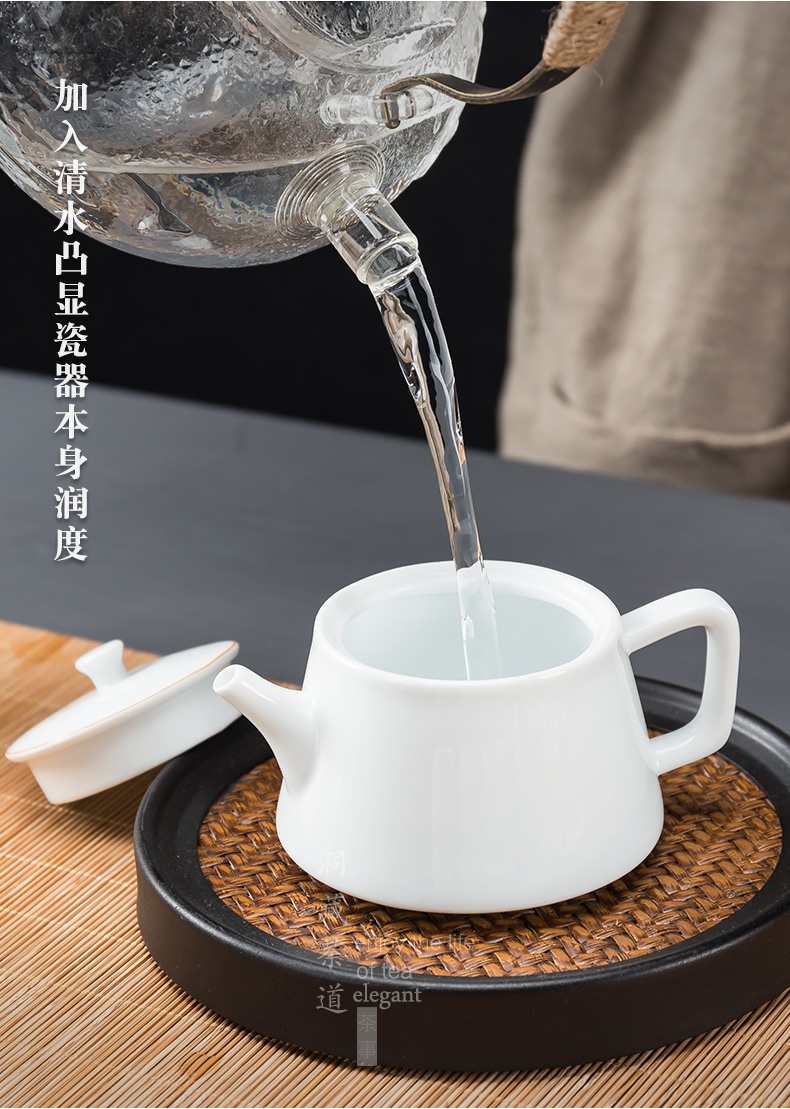 Sweet white teapot in building ceramic semi - manual kung fu tea tea Japanese household white porcelain small single pot