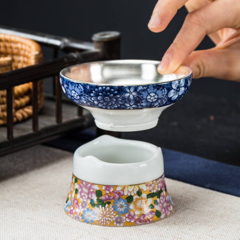 In floor coppering. As the silver tea set a complete set of ceramic tea set colored enamel kung fu Japanese teapot teacup gift boxes