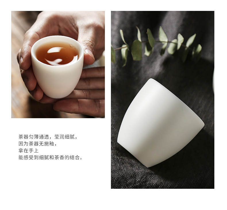 In floor white porcelain kung fu tea sets manual suet jade porcelain home office tea cup lid bowl