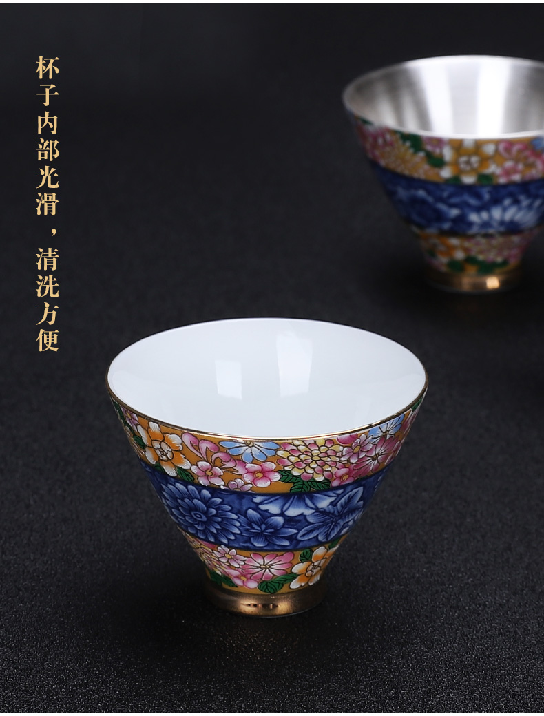 Floor In kung fu tea tasted silver gilding ceramic sample tea cup home tea tea cups, teapots master cup single CPU