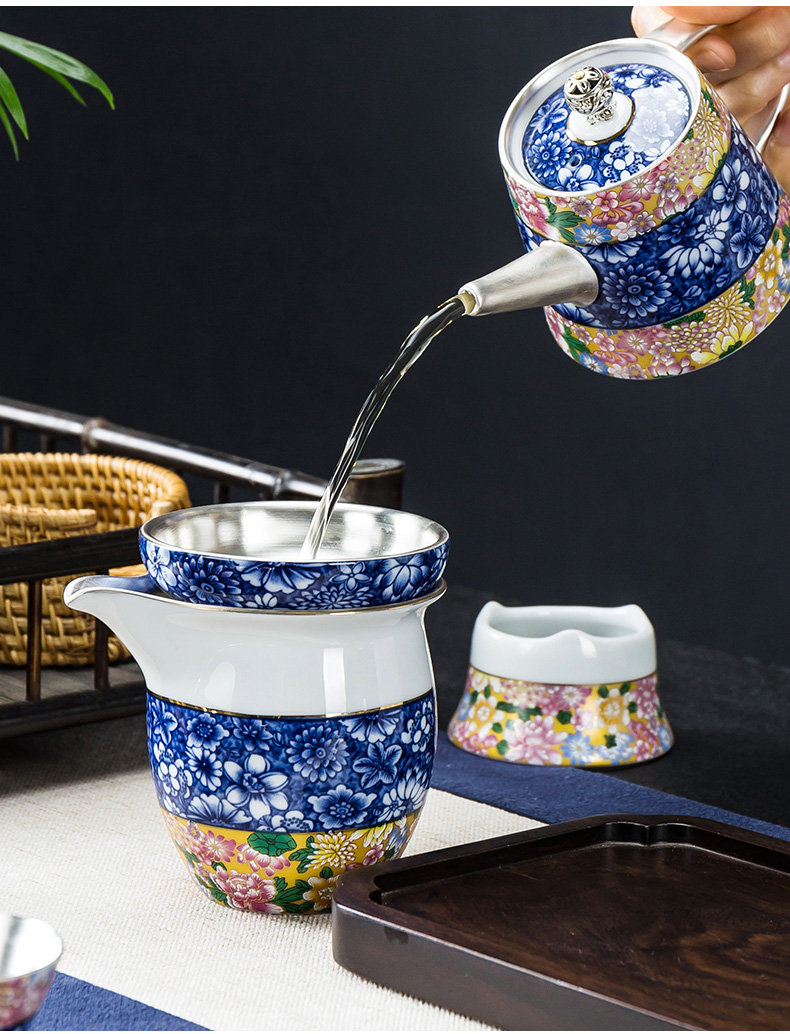 Silver colored enamel in floor coppering. As) blue and white porcelain tea strainer kung fu tea tea strainer tea tea tea is good