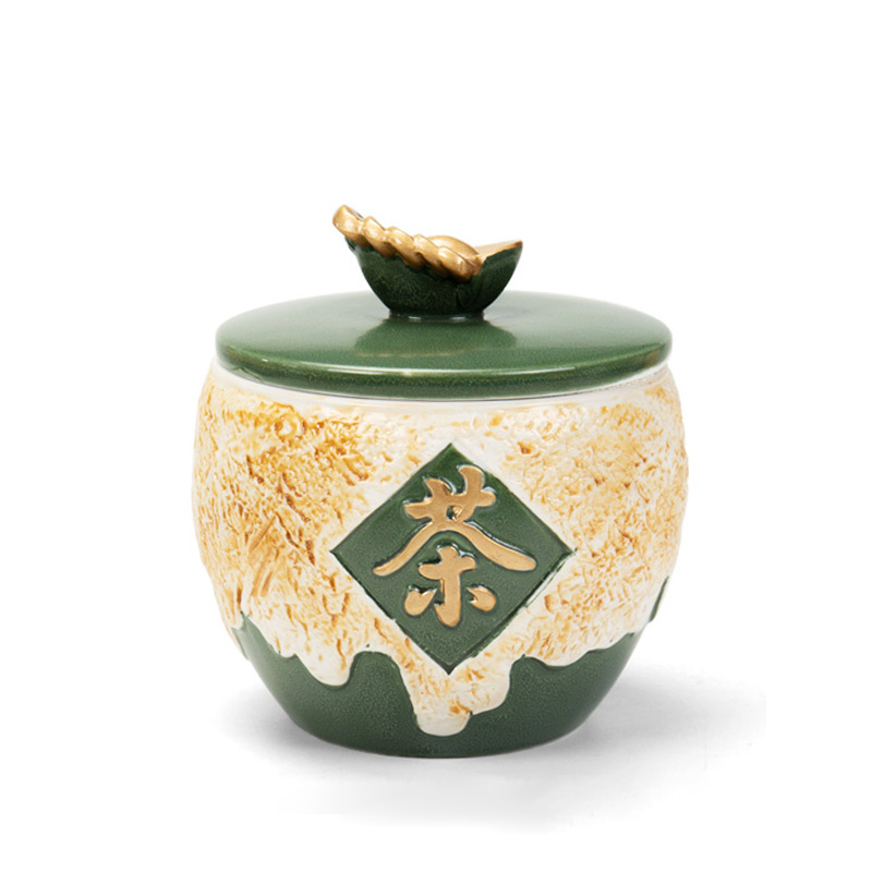 In floor loading ceramic seal pot Chinese style restoring ancient ways with loose tea caddy fixings tank tea barrel storage POTS