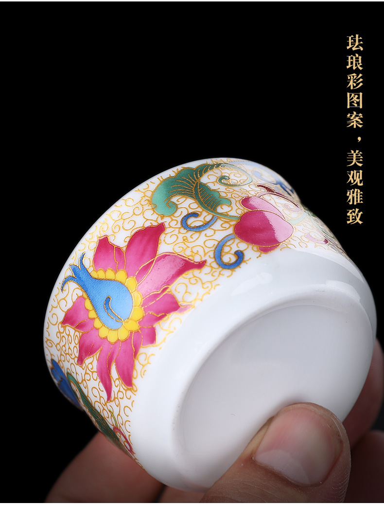 In floor enamel Mosaic gold silk peony filtering kung fu tea set white porcelain tea filters)