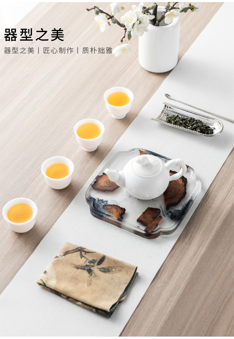 In building glass ink pot bearing rosin kung fu tea tea set dry plate dry dip contracted household saucer dish