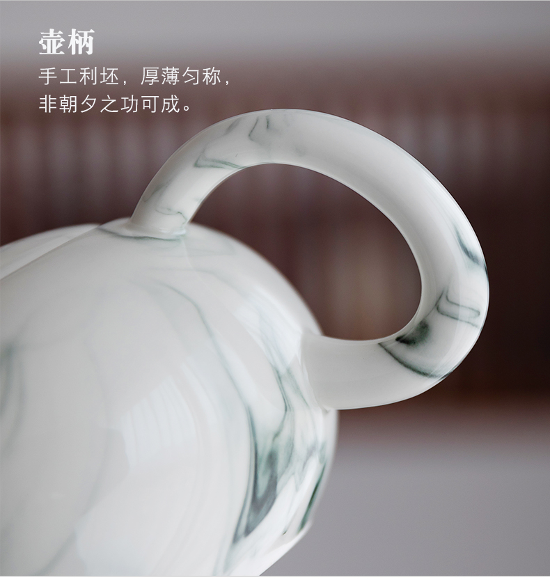 Ink painting in building up ceramic teapot kung fu tea set home office contracted tea side single pot, the pot