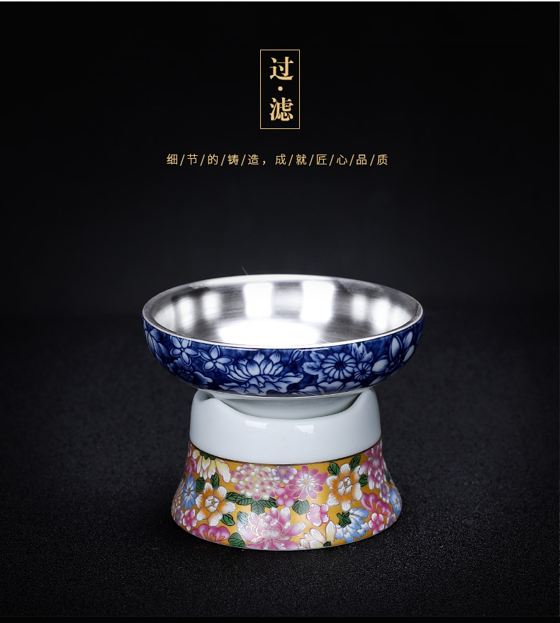 In building silver tea sets ceramic silver colored enamel coppering. As kung fu tea cup with lid of a complete set of dishes